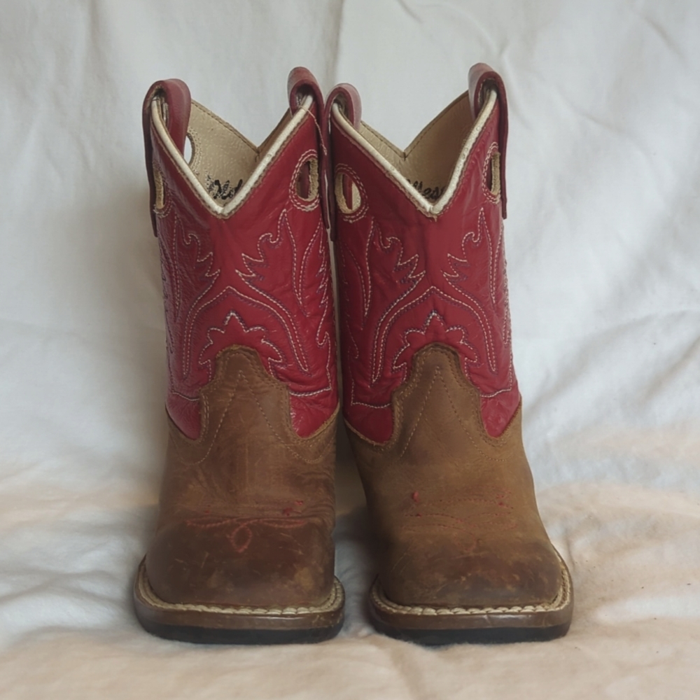 Old West... , Leather Upper Rubber Sole, Color Brown/Red cowboy boots